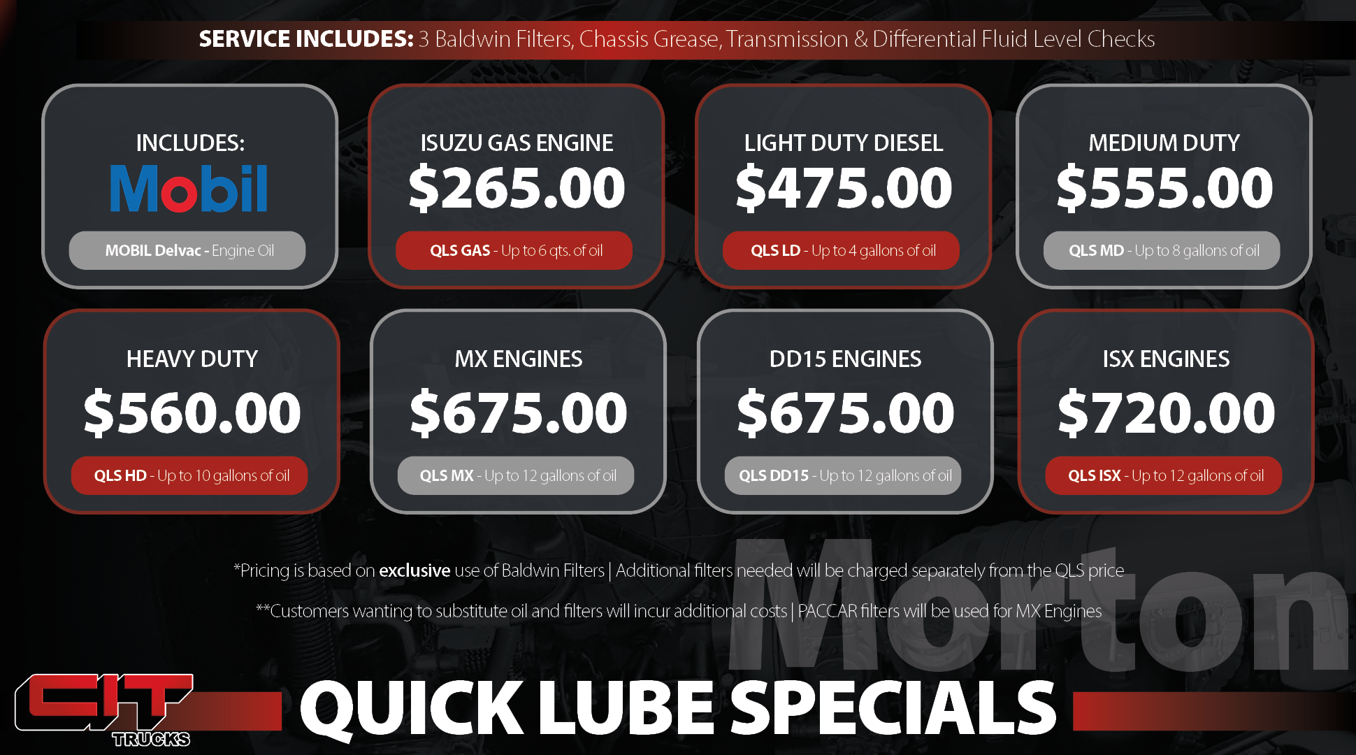 2025 Quick Lube Specials CIT Trucks - Morton, IL