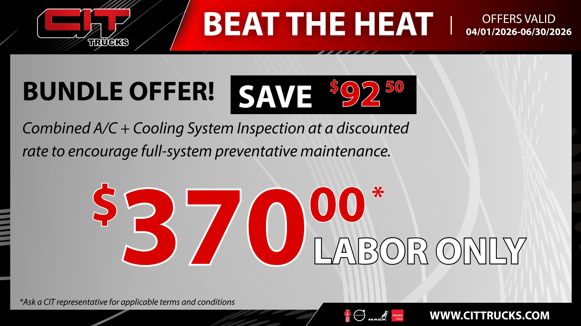 Bundle Offer - AC/Cooling System Inspection - CIT Trucks