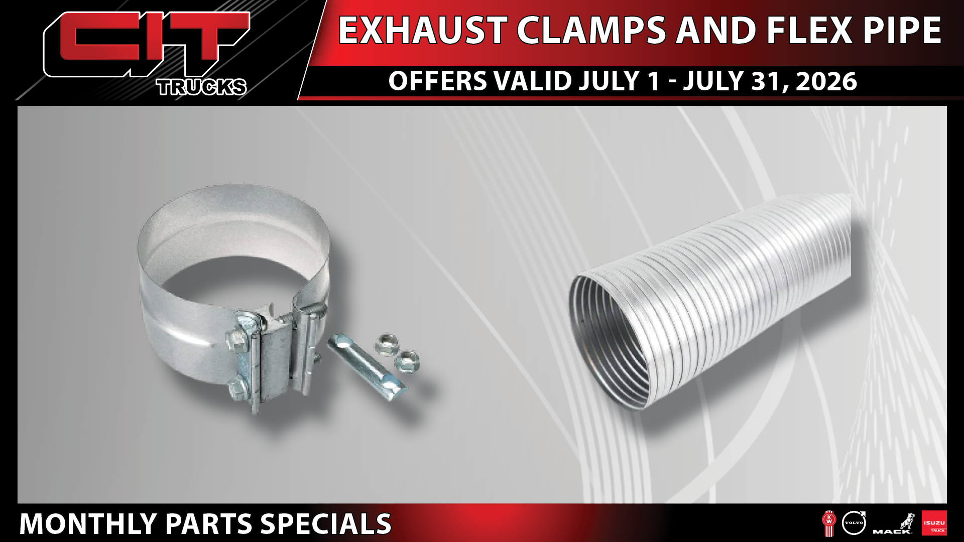 Parts Specials 5 Exhaust Clamps and Flex Pipe - CIT Trucks